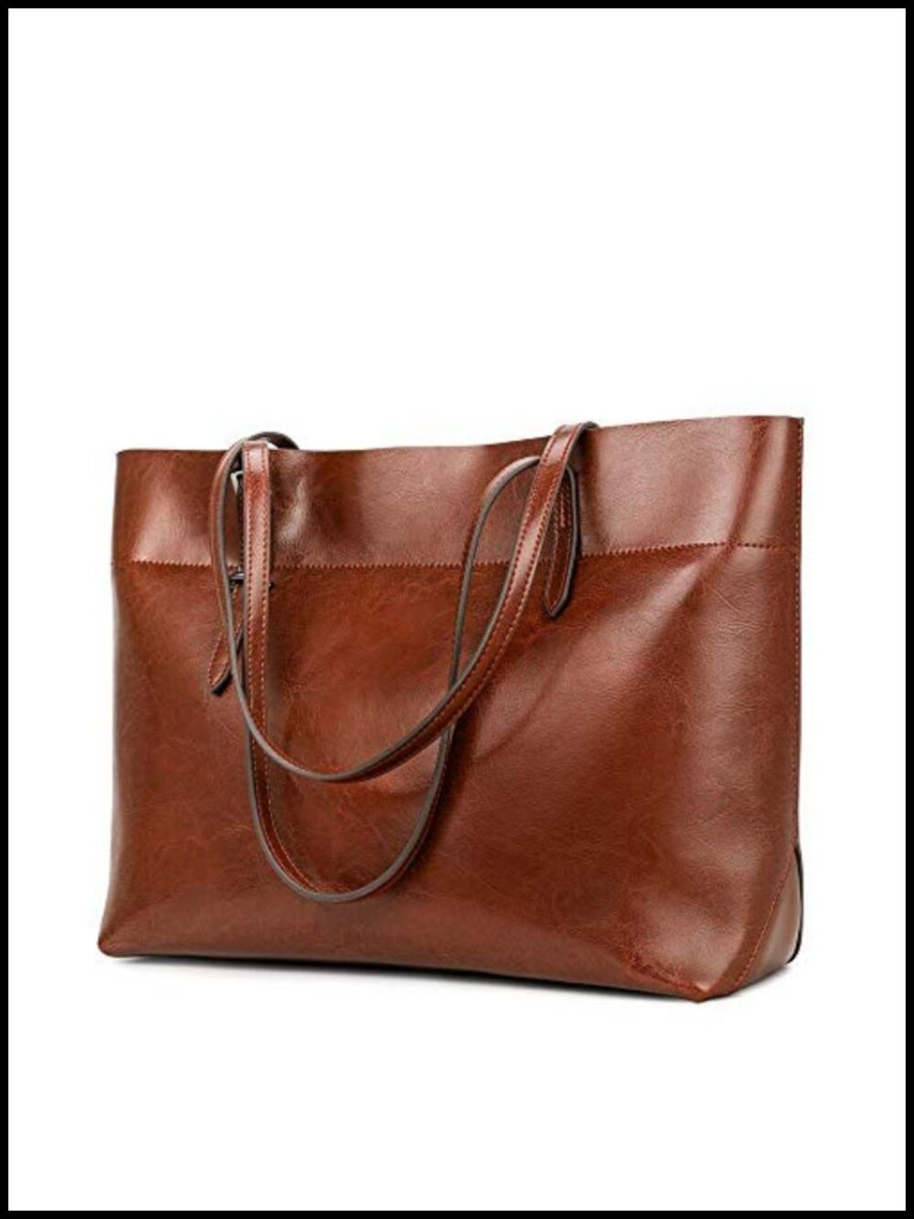 Genuine Leather Vintage Tote Shoulder Bag Adjustable Strap 14in Laptop